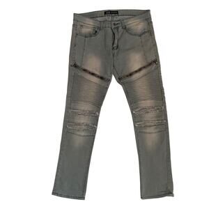 ROK Hand Crafted Jeans Men's Size 34x30 Straight Leg Stretch Y2K Denim Jeans